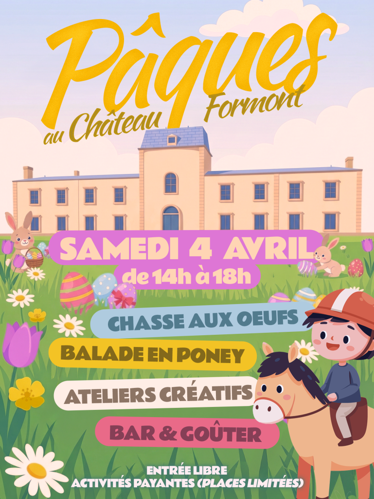 Pâques au château formont journée enfant chasse aux oeufs ateliers créatifs poney